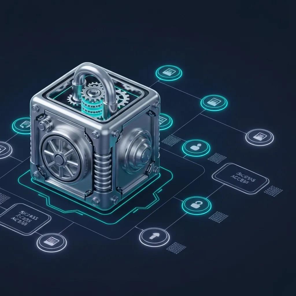 Conceptual illustration of Zero Trust Architecture framework with digital lock and network diagram