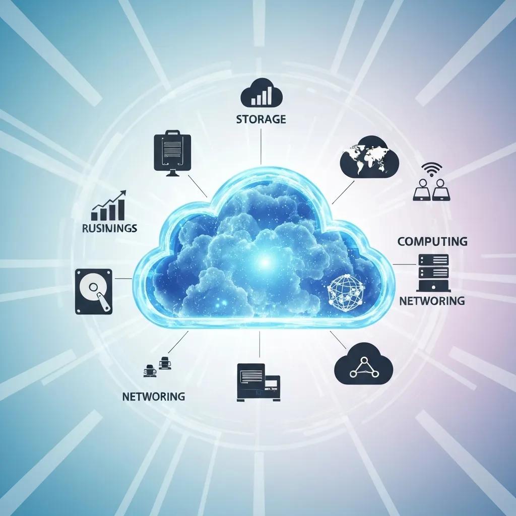 Visual representation of cloud computing services driving business efficiency