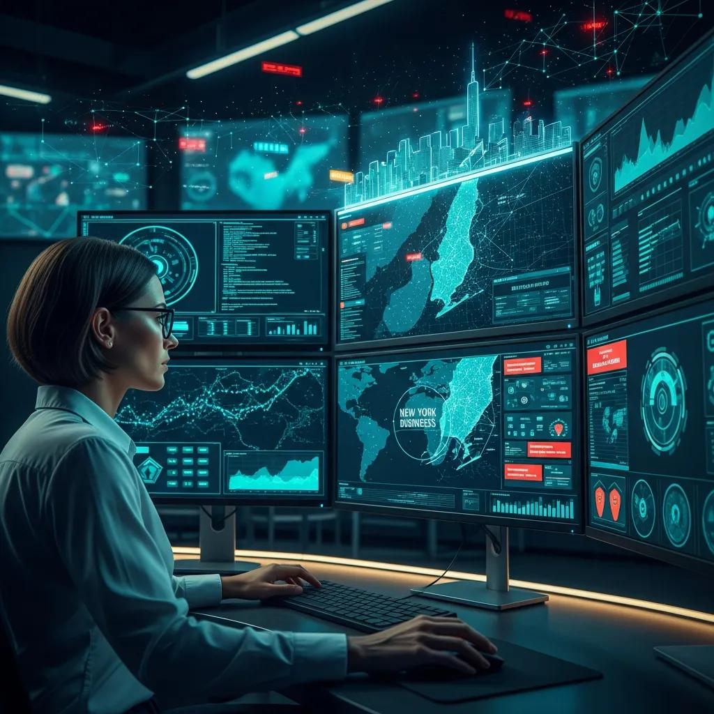 Cybersecurity professional monitoring systems in a high-tech environment