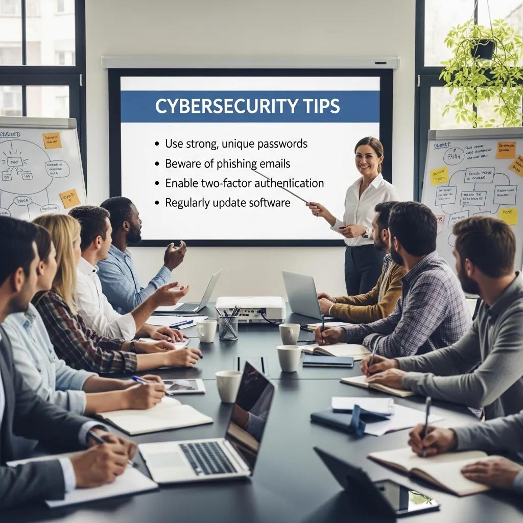 Employees participating in a cybersecurity awareness training session in NYC