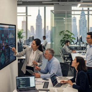 Modern office collaboration in NYC focusing on IT consulting solutions