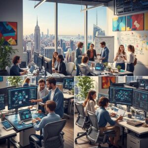 Modern office collaboration in NYC highlighting managed IT services
